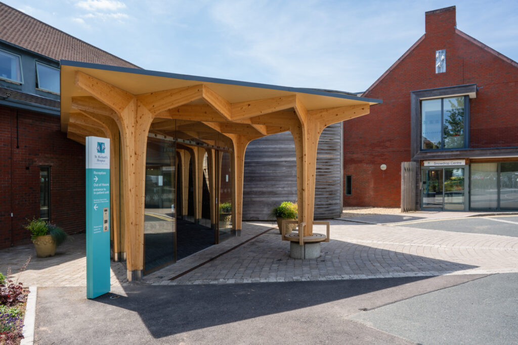 The front entrance walkway to St Richard's Hospice.